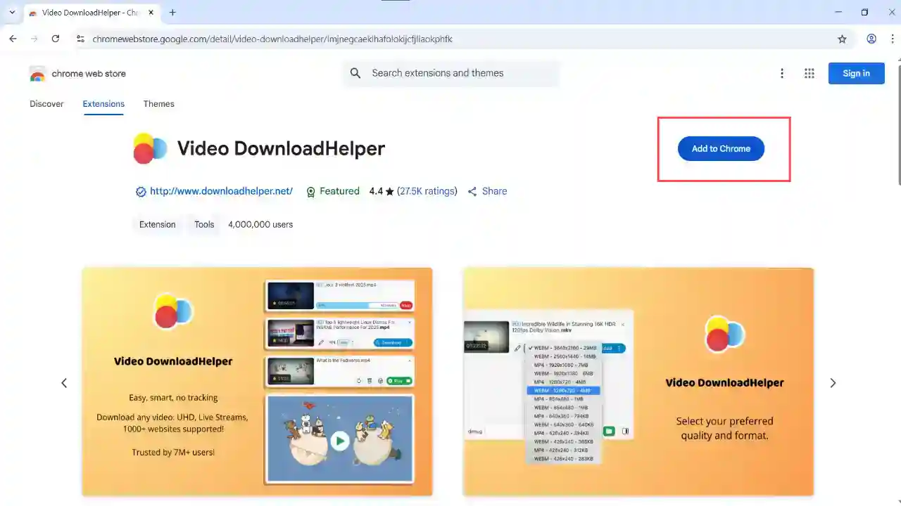 Video DownloadHelper Installation Step 1