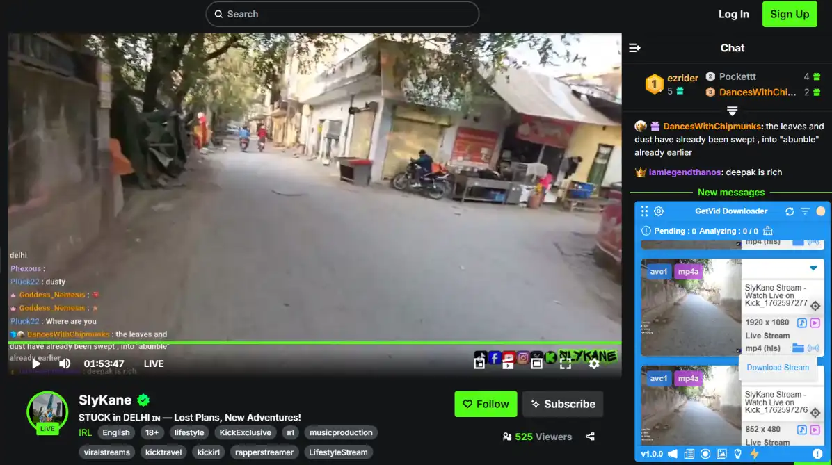 Getvid Usage Step 5 - Download Live Stream