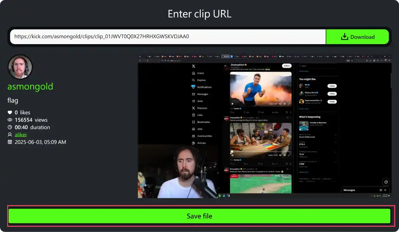 Kick Clips Downloader Step 3