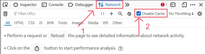 Disabilita cache in Chrome DevTools