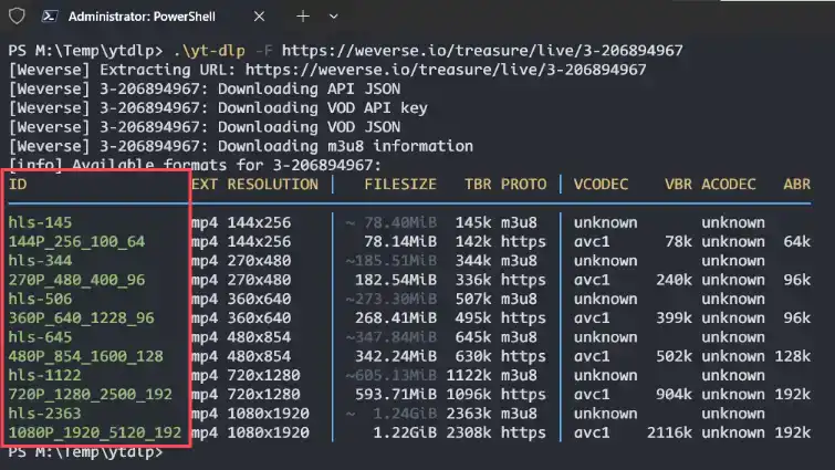 yt-dlp List Video Formats